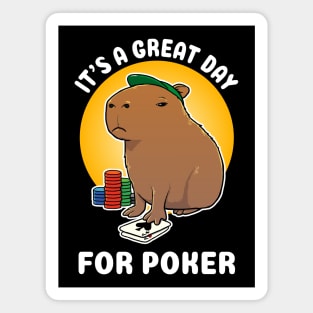 It's a great day for poker Capybara Cartoon Magnet